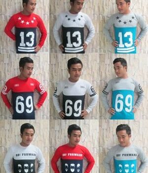เสื้อคอกลมแขนยาวสกรีนลายเท่ๆ หมายเลข number by 42dan
