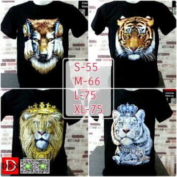 เสื้อสีดำ ลายสกรีน สิงโต เสือ สวยๆ งานพรีเมี่ยม ยกระดับเสื้อผ้าคอกลม ให้มีคลาส ♥ 42dan ผลิต-และจำหน่ายเสื้อพร้อมสกรีนราคาถูก