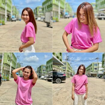 เสื้อคอกลมเสื้อสีชมพู เสื้อใส่สบายผ้าดี 2022 ราคาถูก ถูกที่สุดในประตูน้ำ