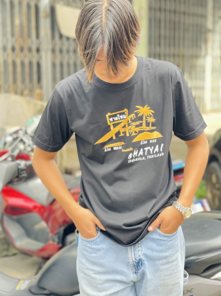 ขายเสื้อตัวเปล่า พิมพ์ลานสกรีน คอกลม คอวี เสื้อสีพื้น สีดำ เสื้อหาดใหญ่ - Image 4
