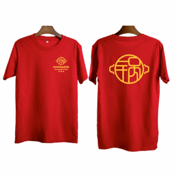เสื้อลาย เเมนดารินสุกี้ สีเเดง