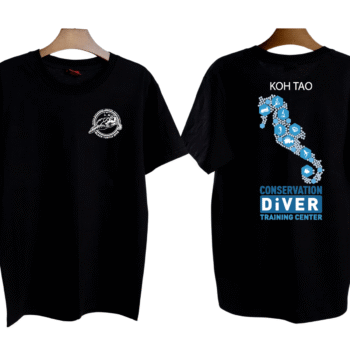 เสื้อลาย เกาะเต่ารูปม้าน้ำ สีดำ