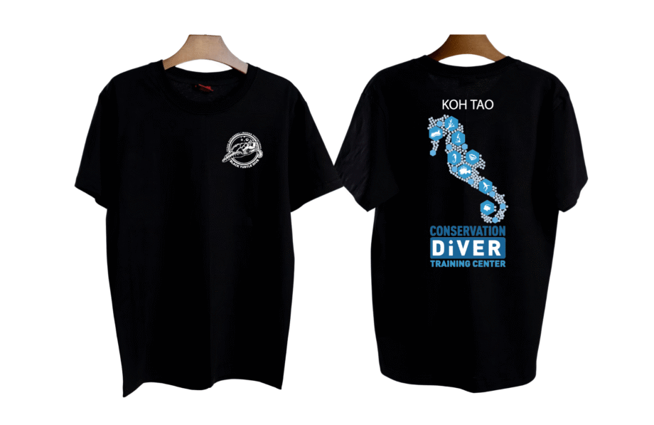 เสื้อลาย เกาะเต่ารูปม้าน้ำ สีดำ