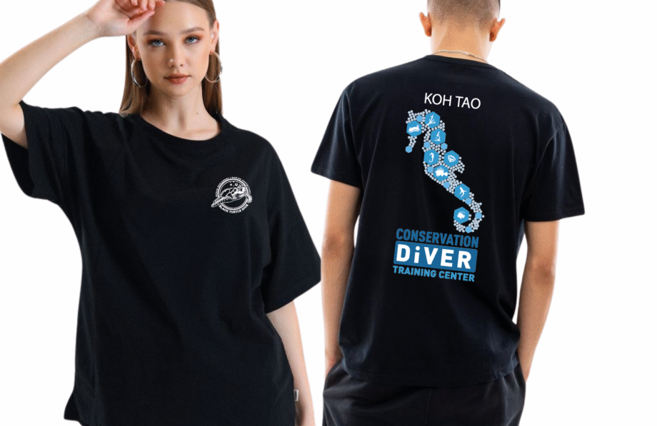 เสื้อลาย เกาะเต่ารูปม้าน้ำ สีดำ - Image 2